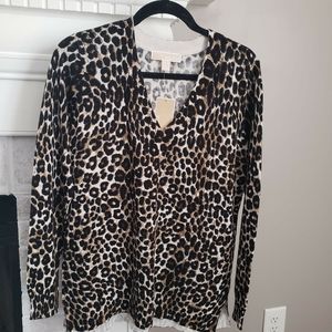 MICHAEL KORS Leopard V-neck Sweater